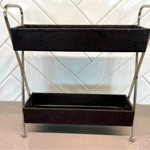 2 Tier Perfume/Makeup Shelf. Beautiful Faux Snakeskin print. Mirrored Trays. EUC